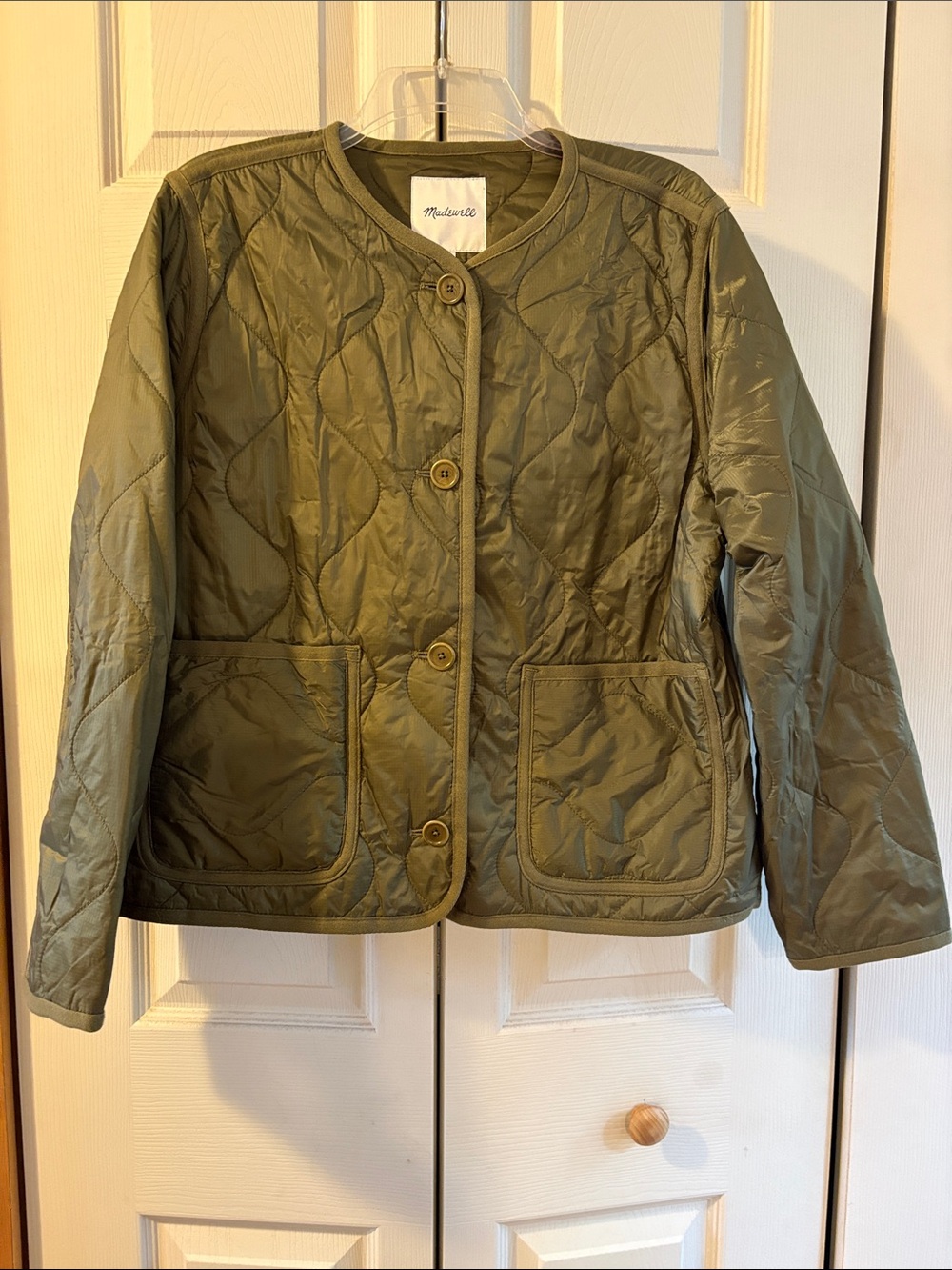 Madewell Olive Green Quilted Button Jacket